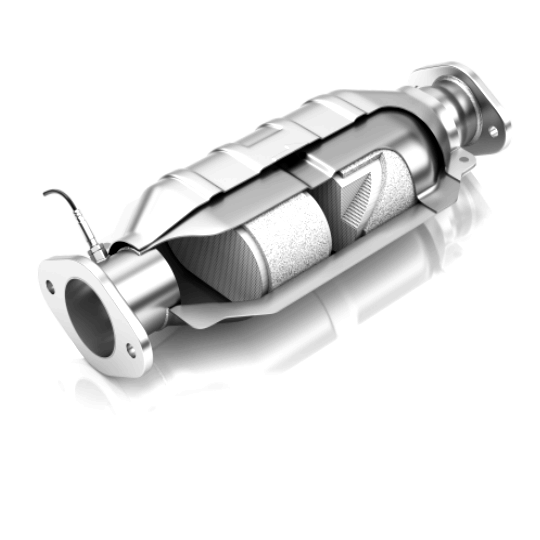 A vehicle's catalytic converter in a cross-section